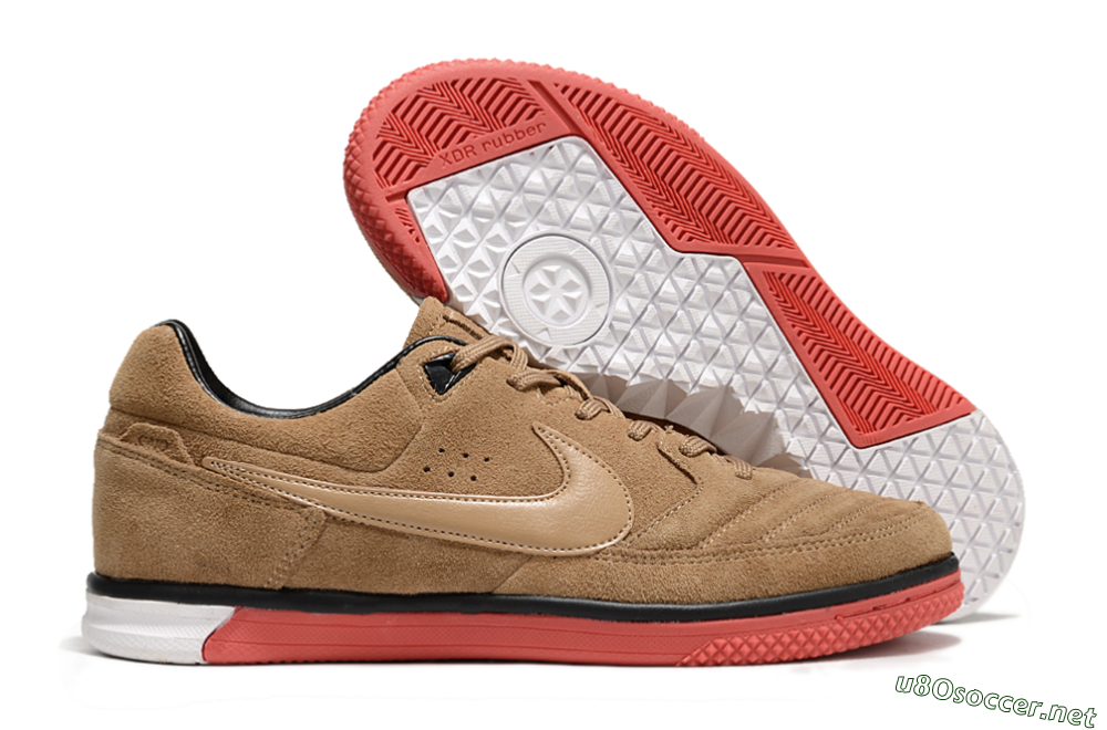 Men's Nike Street Gato IC Football Shoes - Brown/Red/White 2