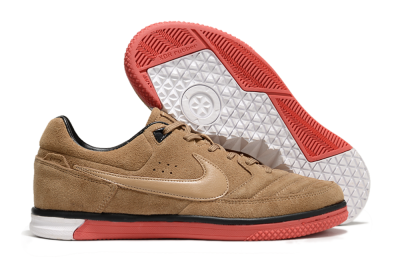 Men's Nike Street Gato IC Football Shoes - Brown/Red/White