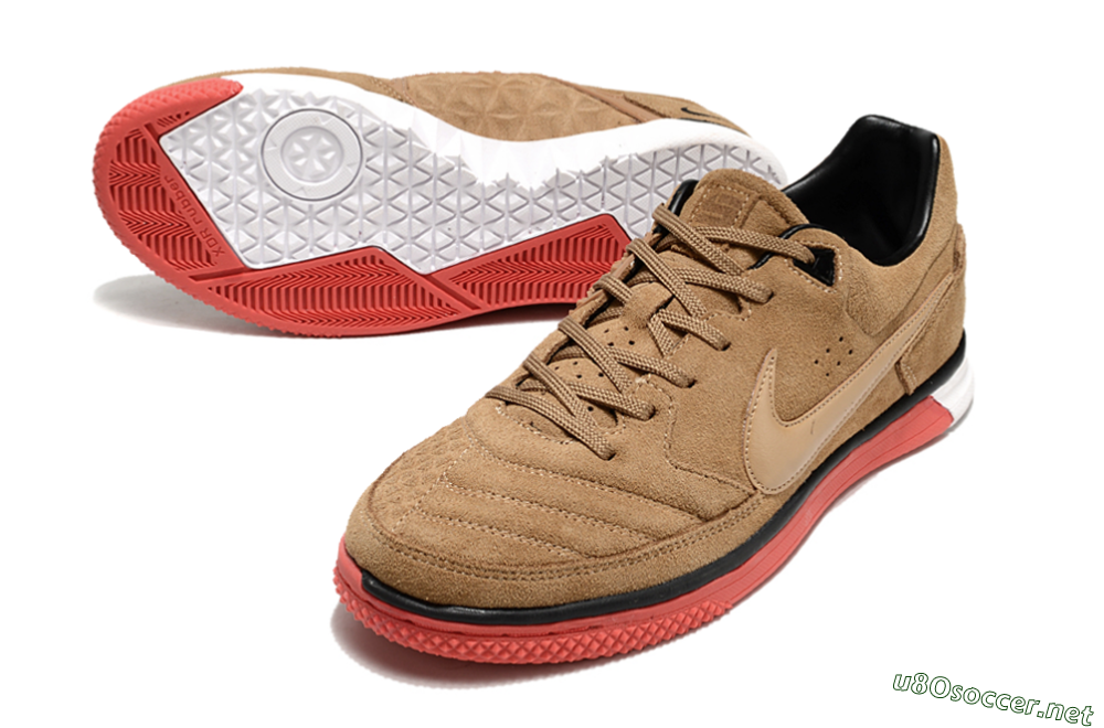 Men's Nike Street Gato IC Football Shoes - Brown/Red/White 3