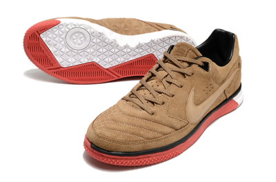 Men's Nike Street Gato IC Football Shoes - Brown/Red/White