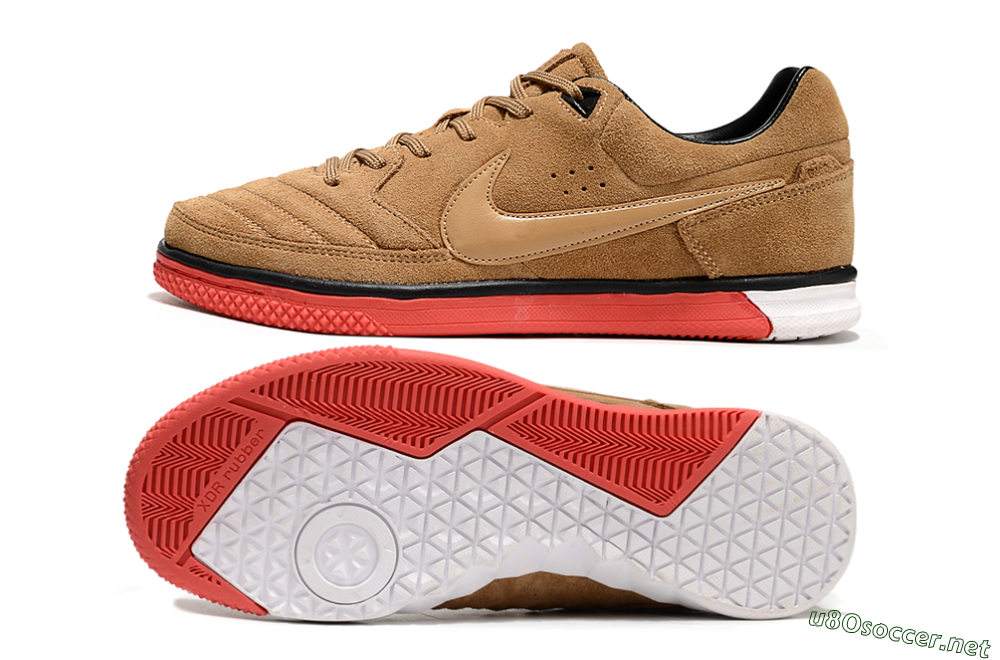 Men's Nike Street Gato IC Football Shoes - Brown/Red/White 1