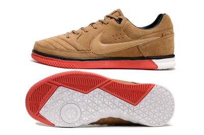 Men's Nike Street Gato IC Football Shoes - Brown/Red/White