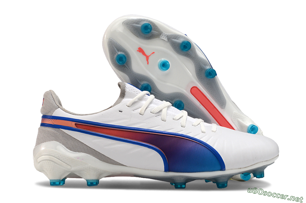 Men's Puma Ultra Ultimate FG Football Boots - White/Blue/Red 2