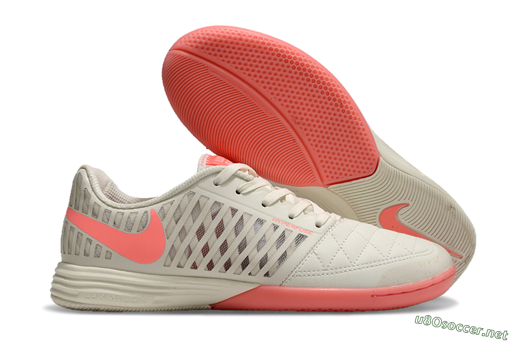 Men's Nike Lunar Gato 2 IC Football Shoes - Beige/Pink 2
