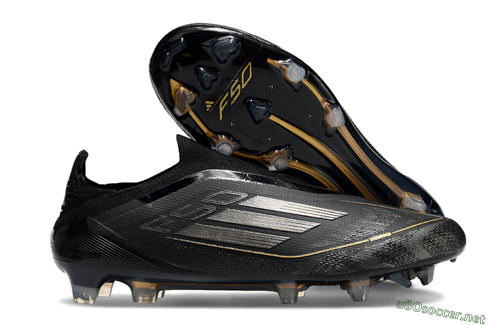 Men's Adidas F50 Elite Laceless FG Football Boots - Black/Silver/Gold 2