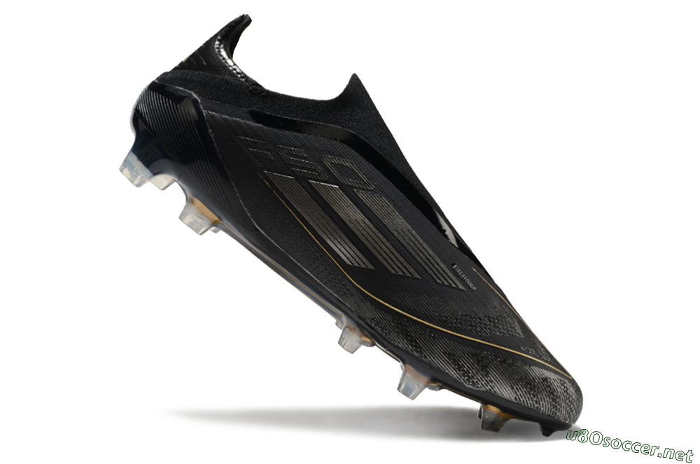 Men's Adidas F50 Elite Laceless FG Football Boots - Black/Silver/Gold 4