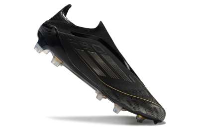 Men's Adidas F50 Elite Laceless FG Football Boots - Black/Silver/Gold