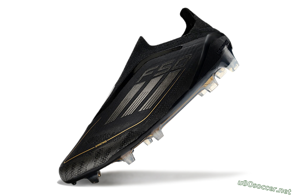Men's Adidas F50 Elite Laceless FG Football Boots - Black/Silver/Gold 5