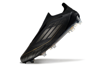 Men's Adidas F50 Elite Laceless FG Football Boots - Black/Silver/Gold