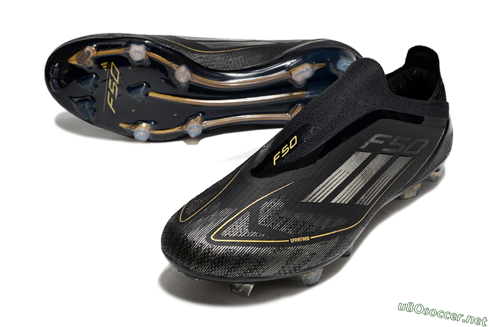 Men's Adidas F50 Elite Laceless FG Football Boots - Black/Silver/Gold 3