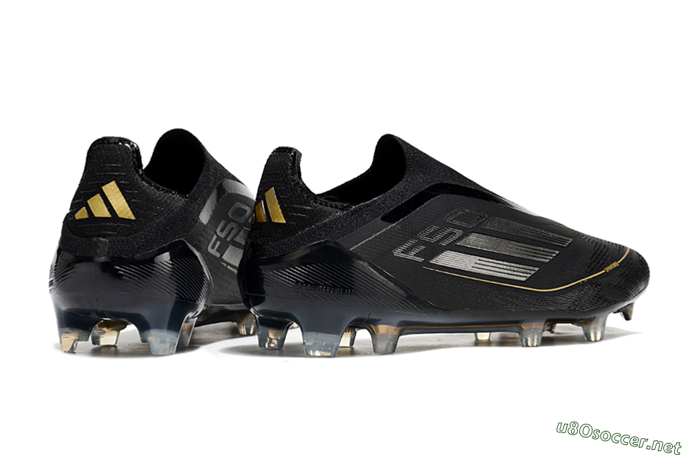 Men's Adidas F50 Elite Laceless FG Football Boots - Black/Silver/Gold 6