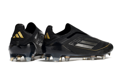 Men's Adidas F50 Elite Laceless FG Football Boots - Black/Silver/Gold