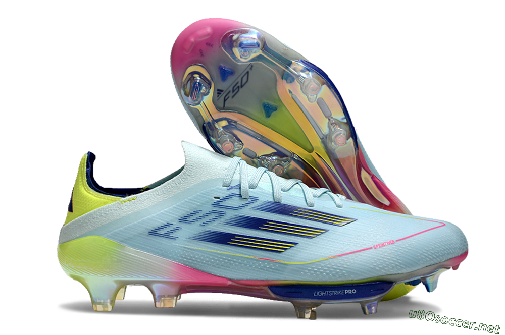 Men's Adidas F50+ Lightstrike Pro FG Football Boots - Jade/Blue/Yellow 2