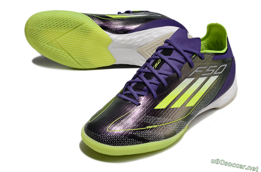Men's Adidas F50 Pro IC Football Shoes - Purple/Yellow/White 3