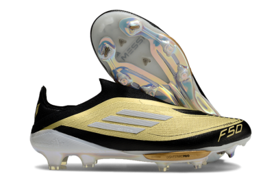 Men's Adidas F50+ Lightstrike Pro Laceless FG Football Boots - Gold/Black/White