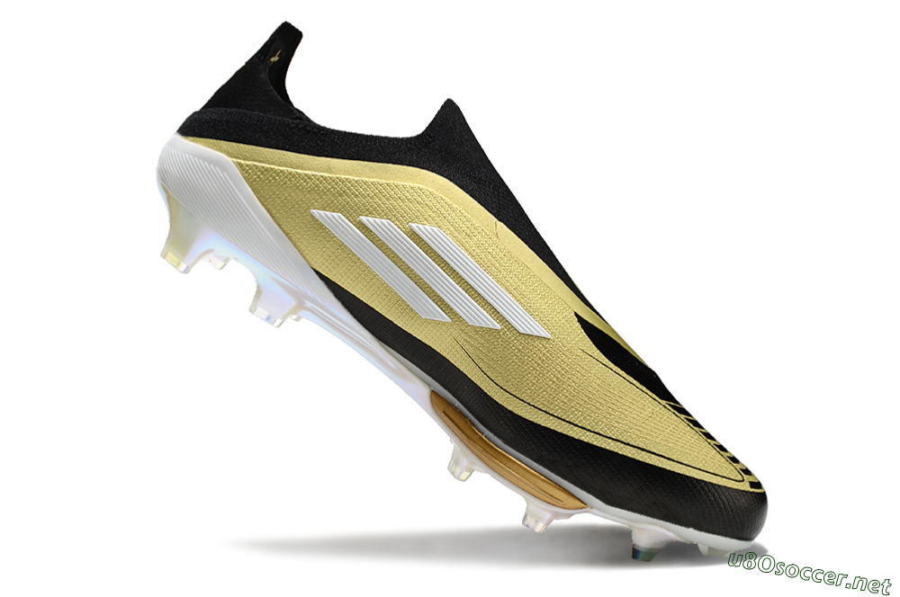 Men's Adidas F50+ Lightstrike Pro Laceless FG Football Boots - Gold/Black/White 4