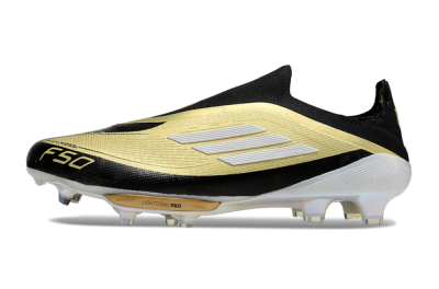 Men's Adidas F50+ Lightstrike Pro Laceless FG Football Boots - Gold/Black/White