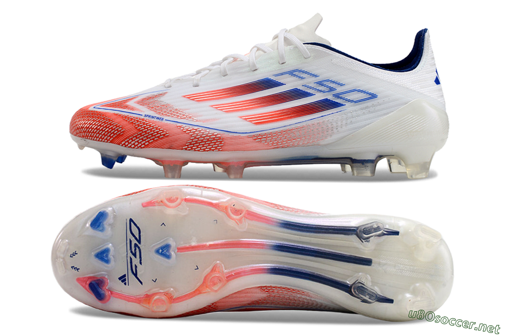 Men's Adidas F50 Elite FG Football Boots - White/Red/Blue 1