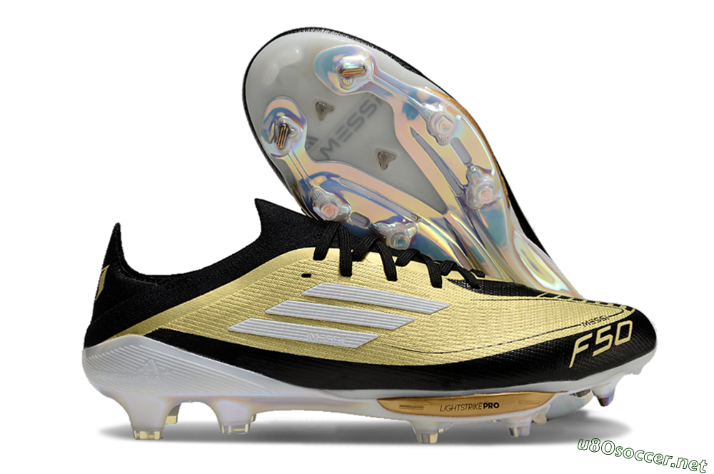 Men's Adidas F50+ Lightstrike Pro FG Football Boots - Gold/Black/White 2