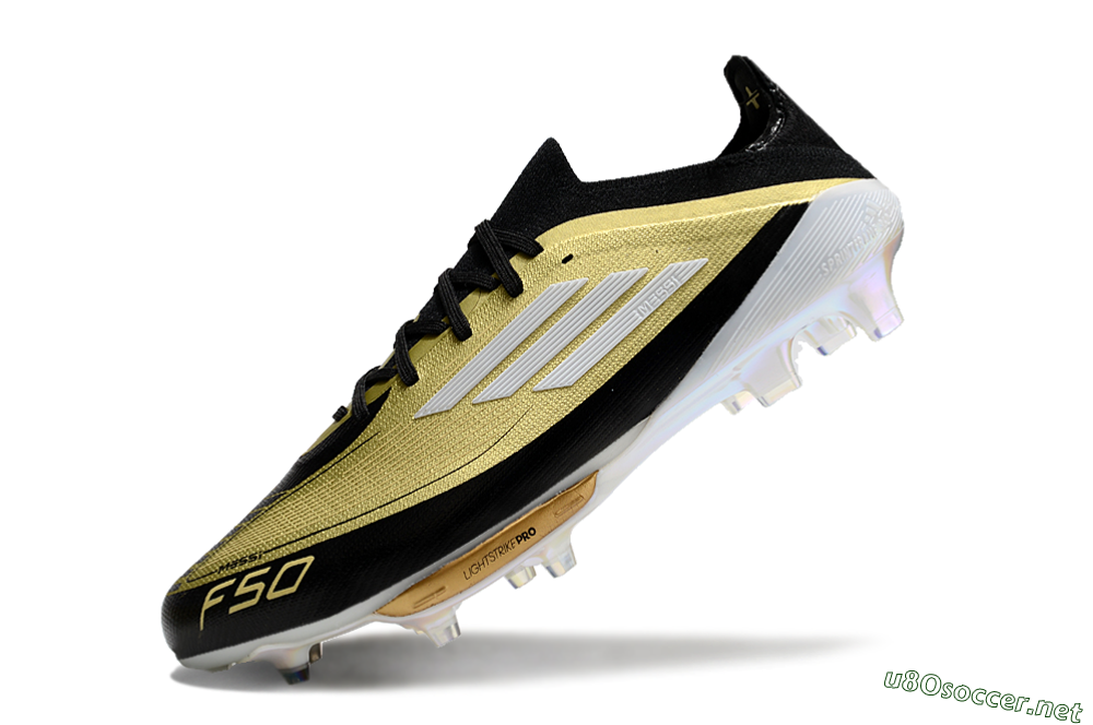 Men's Adidas F50+ Lightstrike Pro FG Football Boots - Gold/Black/White 5