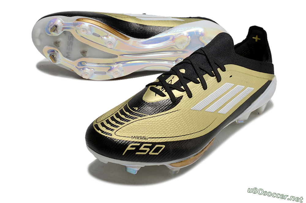 Men's Adidas F50+ Lightstrike Pro FG Football Boots - Gold/Black/White 3
