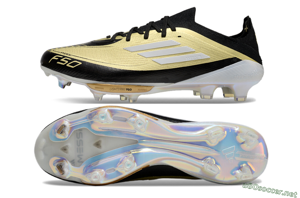 Men's Adidas F50+ Lightstrike Pro FG Football Boots - Gold/Black/White 1