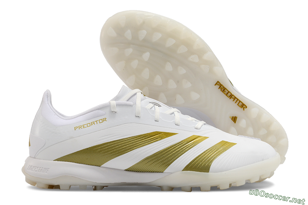 Men's Adidas Predator 24 Elite TF Football Shoes - Beige/White/Gold 2