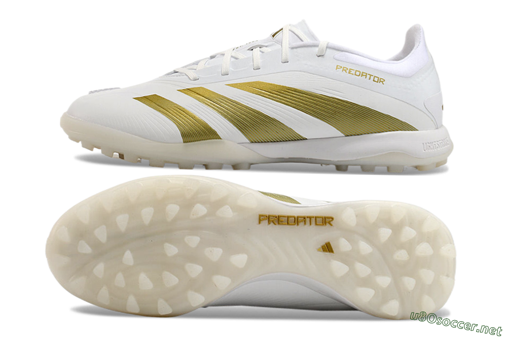 Men's Adidas Predator 24 Elite TF Football Shoes - Beige/White/Gold 1