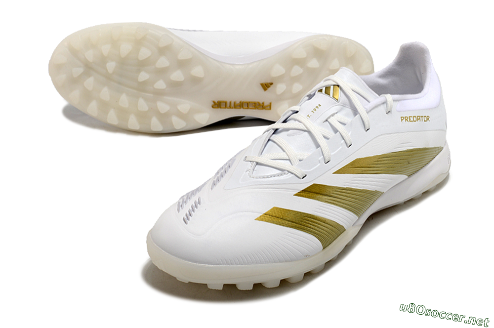 Men's Adidas Predator 24 Elite TF Football Shoes - Beige/White/Gold 3