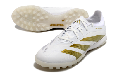 Men's Adidas Predator 24 Elite TF Football Shoes - Beige/White/Gold