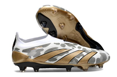 Men's Adidas Predator Elite 24 Laceless FG Football Boots - White/Black/Gold