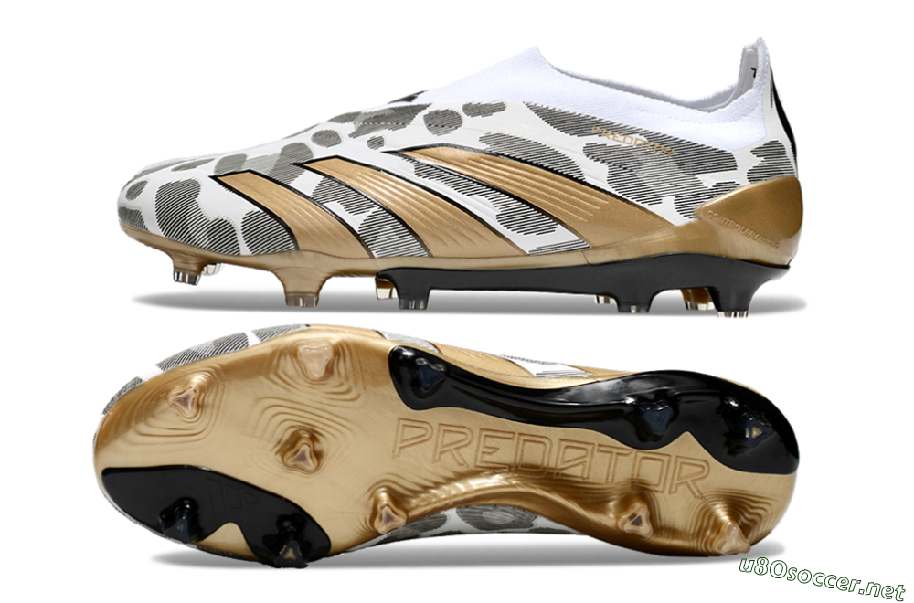 Men's Adidas Predator Elite 24 Laceless FG Football Boots - White/Black/Gold 1