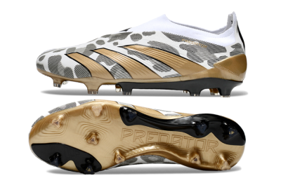Men's Adidas Predator Elite 24 Laceless FG Football Boots - White/Black/Gold