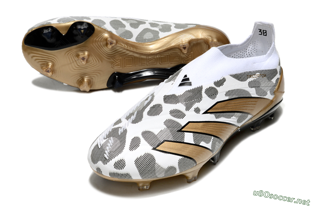 Men's Adidas Predator Elite 24 Laceless FG Football Boots - White/Black/Gold 3