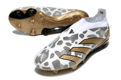 Men's Adidas Predator Elite 24 Laceless FG Football Boots - White/Black/Gold