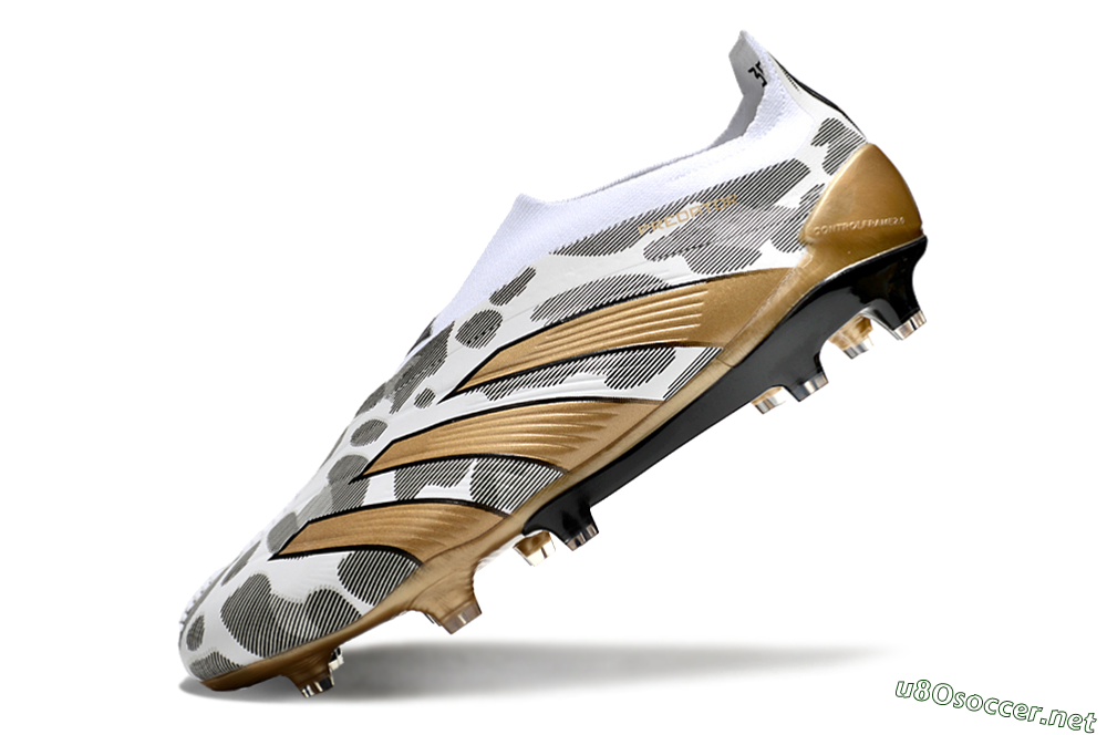 Men's Adidas Predator Elite 24 Laceless FG Football Boots - White/Black/Gold 5