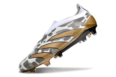 Men's Adidas Predator Elite 24 Laceless FG Football Boots - White/Black/Gold