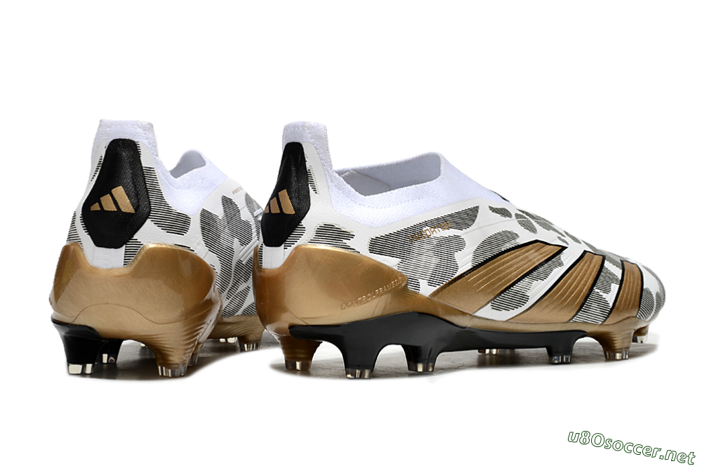 Men's Adidas Predator Elite 24 Laceless FG Football Boots - White/Black/Gold 6