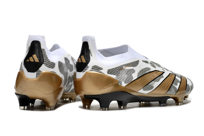 Men's Adidas Predator Elite 24 Laceless FG Football Boots - White/Black/Gold