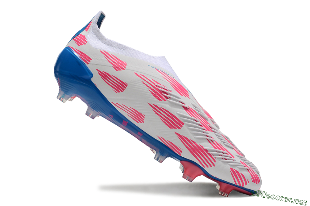 Men's Adidas Predator Elite 24 Laceless FG Football Boots - White/Pink/Blue 4