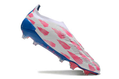 Men's Adidas Predator Elite 24 Laceless FG Football Boots - White/Pink/Blue