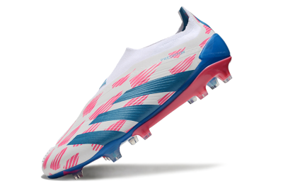 Men's Adidas Predator Elite 24 Laceless FG Football Boots - White/Pink/Blue