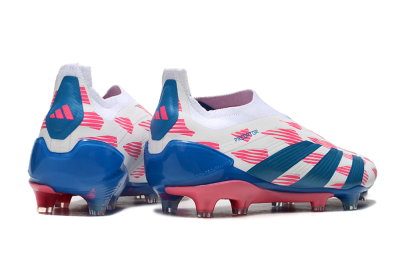 Men's Adidas Predator Elite 24 Laceless FG Football Boots - White/Pink/Blue