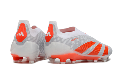 Men's Adidas Predator Elite 24 Laceless FG Football Boots - Grey/Red/White