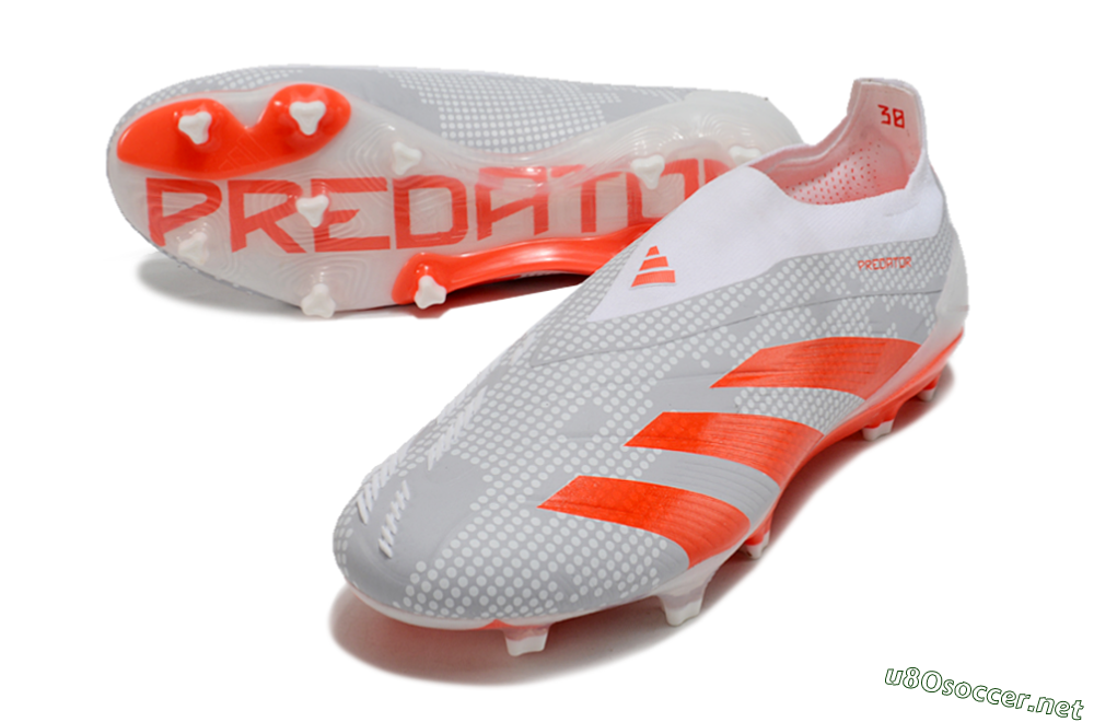 Men's Adidas Predator Elite 24 Laceless FG Football Boots - Grey/Red/White 3