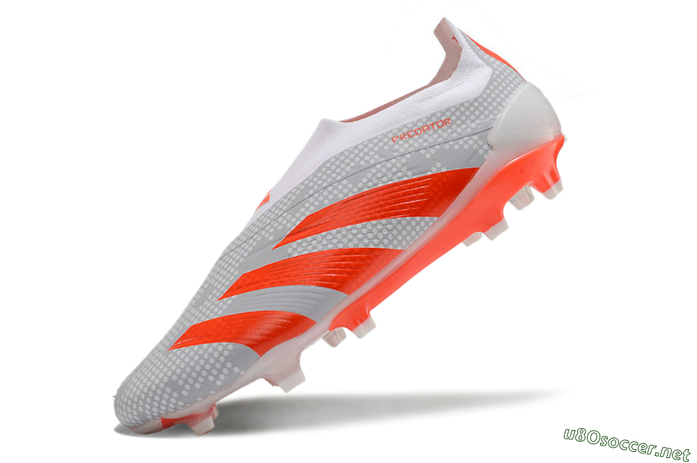 Men's Adidas Predator Elite 24 Laceless FG Football Boots - Grey/Red/White 5