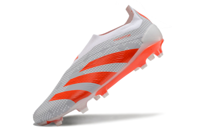 Men's Adidas Predator Elite 24 Laceless FG Football Boots - Grey/Red/White
