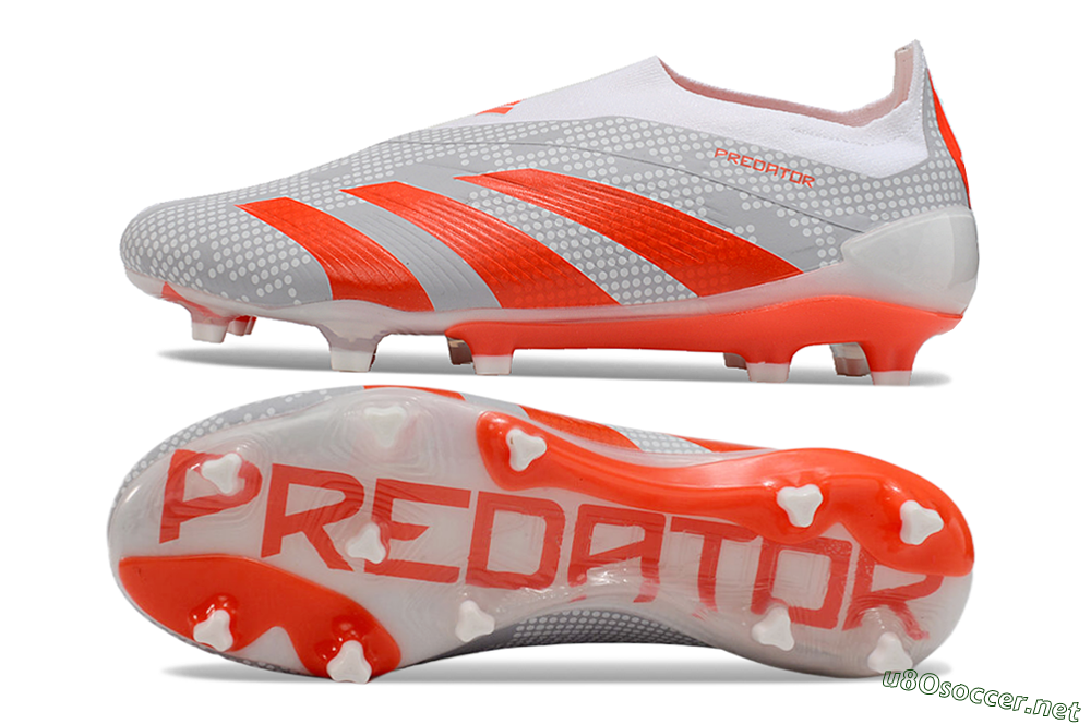 Men's Adidas Predator Elite 24 Laceless FG Football Boots - Grey/Red/White 1