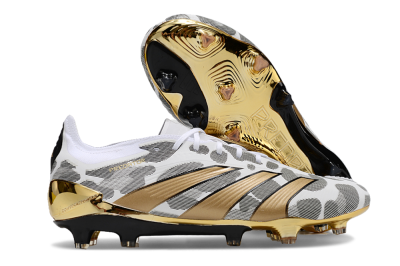Men's Adidas Predator 24 Elite FG Football Boots - White/Black/Gold