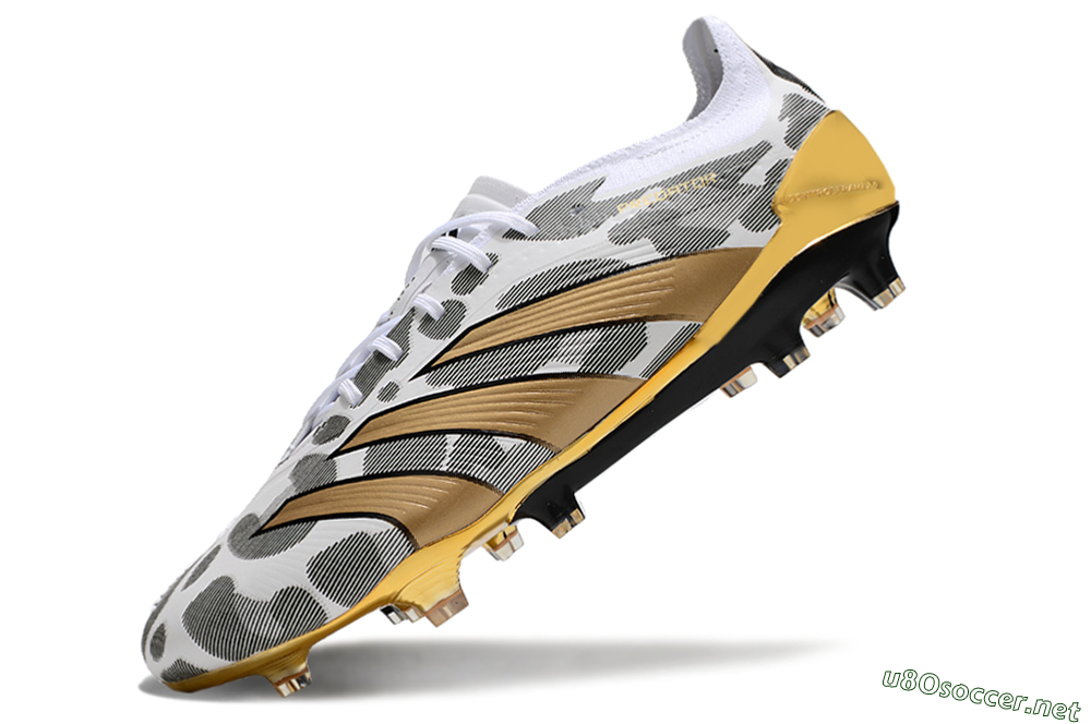 Men's Adidas Predator 24 Elite FG Football Boots - White/Black/Gold 5